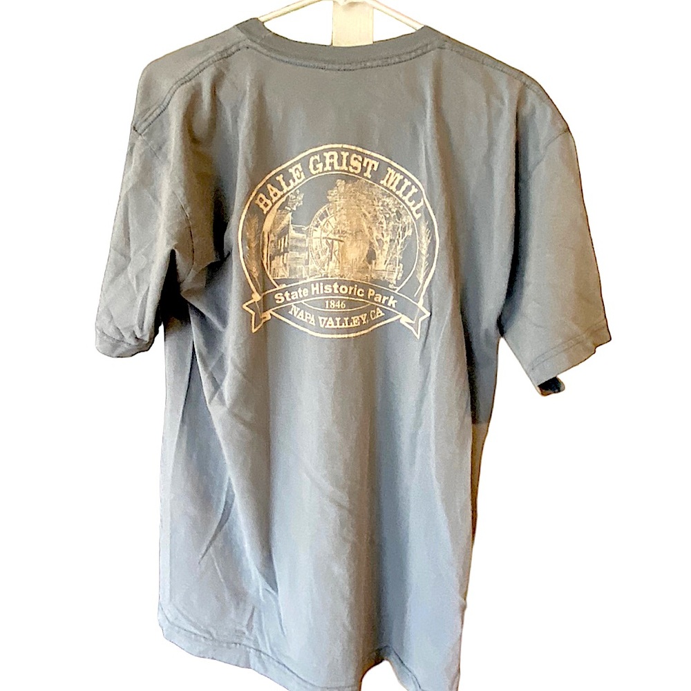 Vintage Bale Grist Mill NAPA CA State Park Men’s L Blue Gray T-Shirt RARE